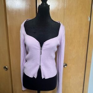 Pink Rose Purple V-Neck Sweater